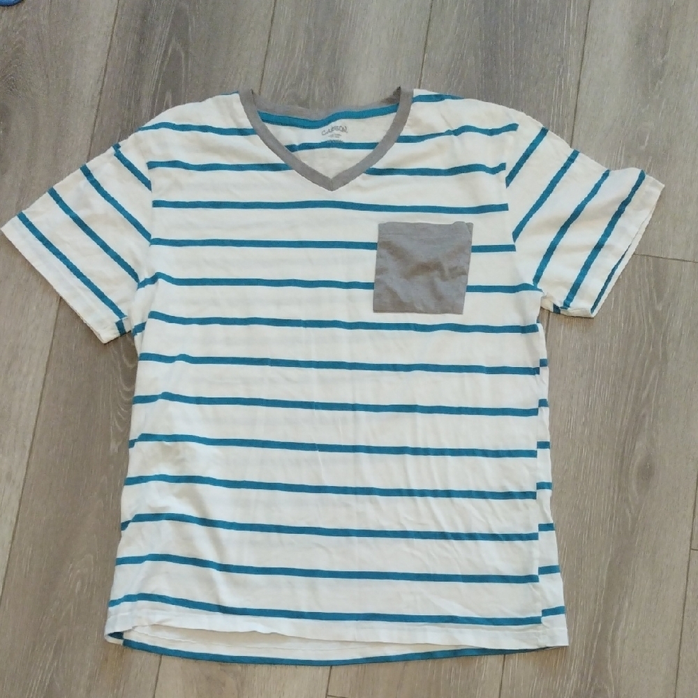 Carbon Teal and Gray V-Neck Tee